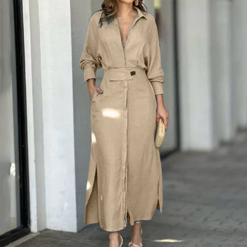 Cotton Linen Maxi Dress – Loose Casual Summer Long Dress