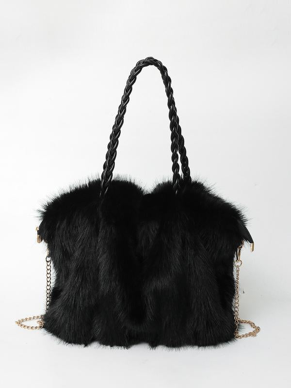 Versatile Plush Velvet Shoulder Tote Bag