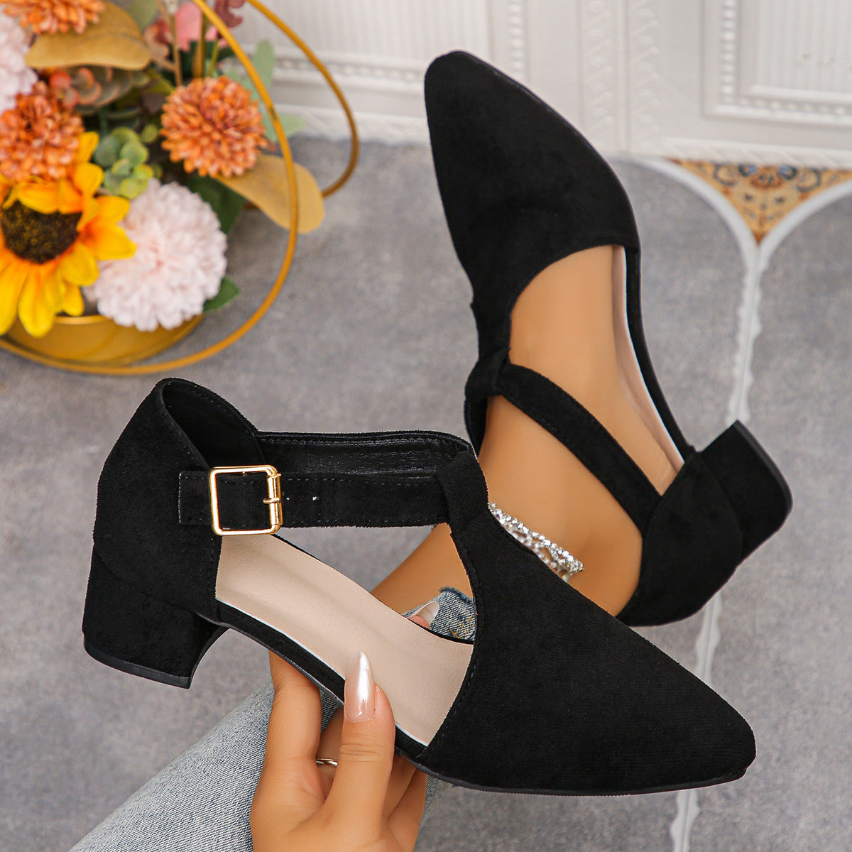 Women’s Comfortable Low Heel Shoes – Elegant Closed Toe Pumps