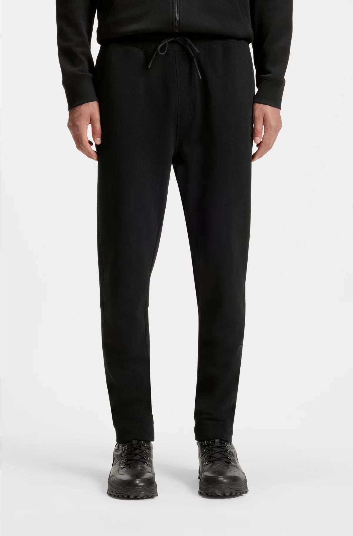 COTTON-TERRY TRACKSUIT BOTTOMS WITH LOGO PATCH