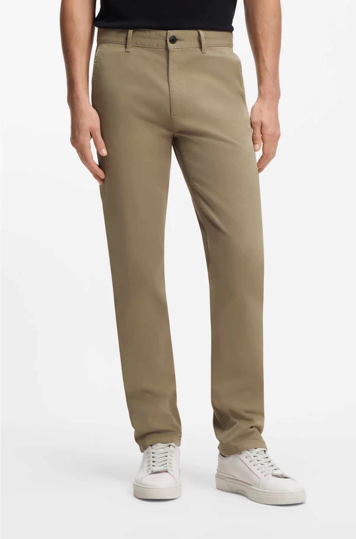 SLIM-FIT TROUSERS IN STRETCH-COTTON SATIN